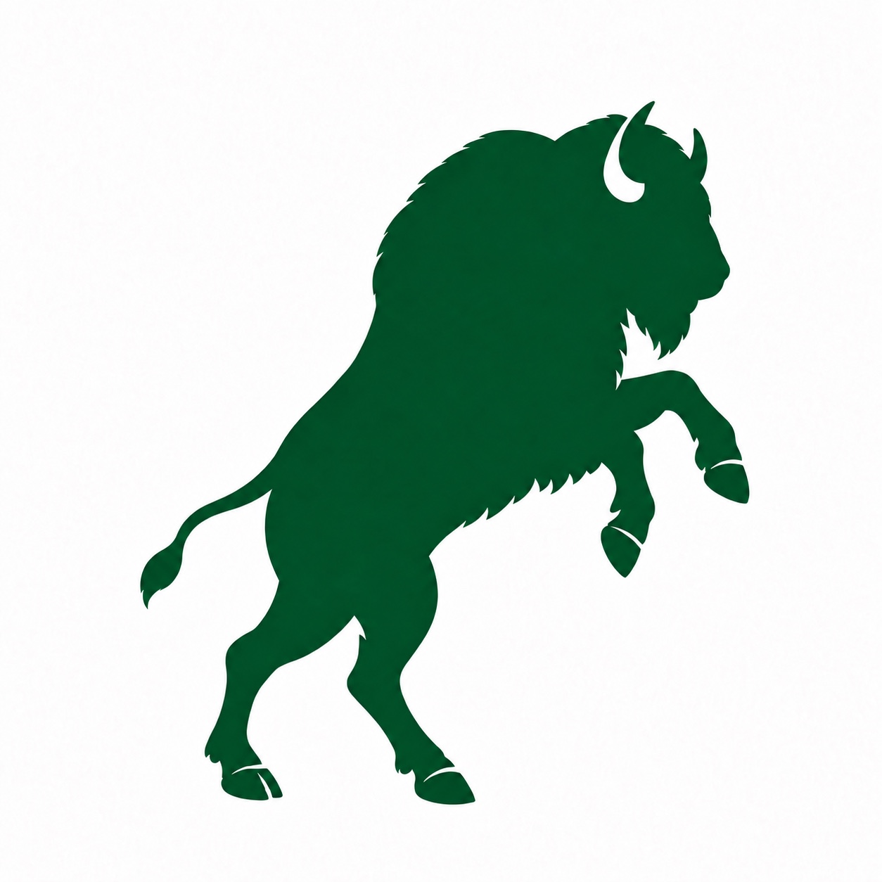 FLA MOWING's solid-green rearing bison silhouette