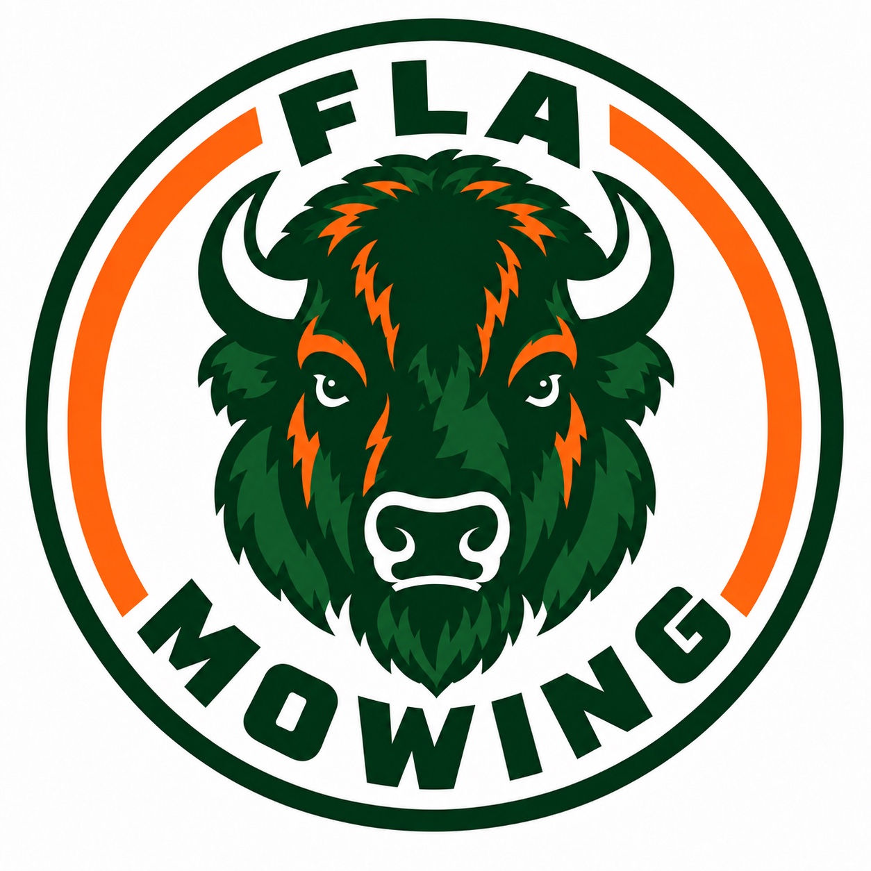 FLA MOWING circular bison logo